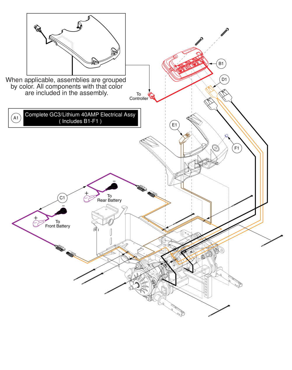 Electronics Assy, Gc3/lithium 40amp parts diagram