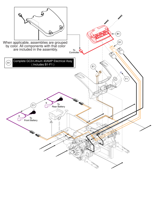 Electronics Assy, Gc3/lithium 40amp parts diagram