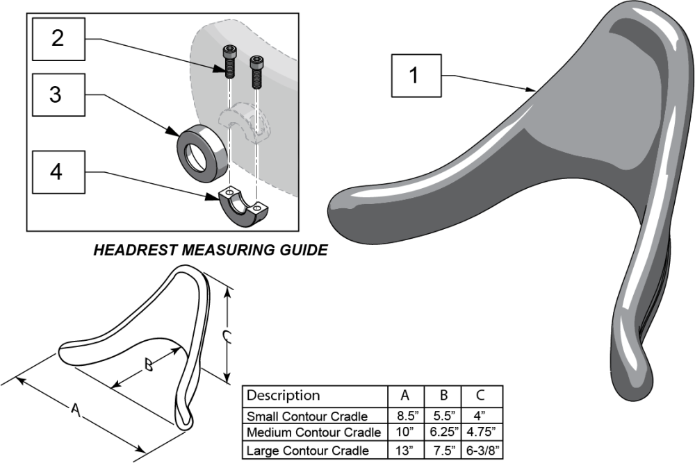 Contour Cradle Headrest Pad parts diagram