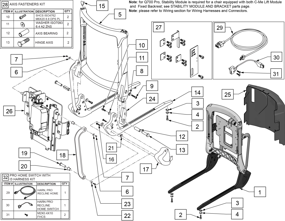 Semi-recline Power Back (130 Degree) parts diagram