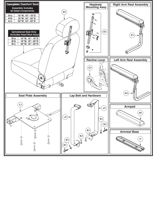 Comfort Seat Ver.2, Hi-back Vinyl, 115° Ltd Recline, Height-adjustable, W/clover-leaf Seat Frame And Comfort Arms parts diagram