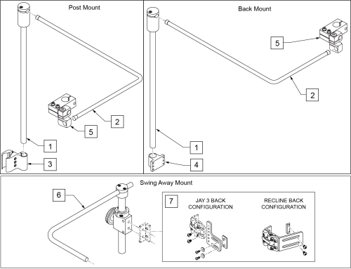 Microseries Chin Control Backrest Mounting Hardware parts diagram