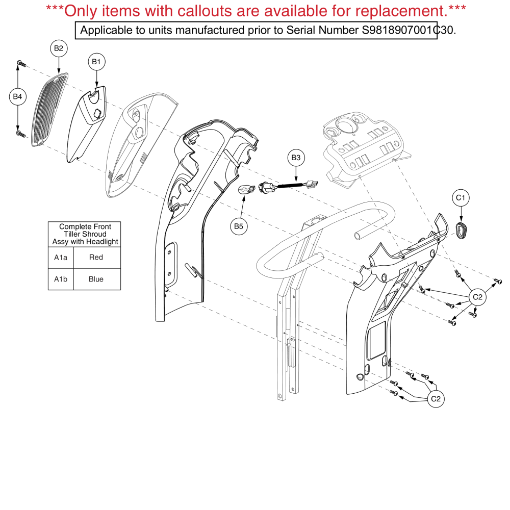 Hurricane Pmv5001 Tiller Shroud Assembly (gen. 1).  (prior To S/n S9818907001c30) parts diagram