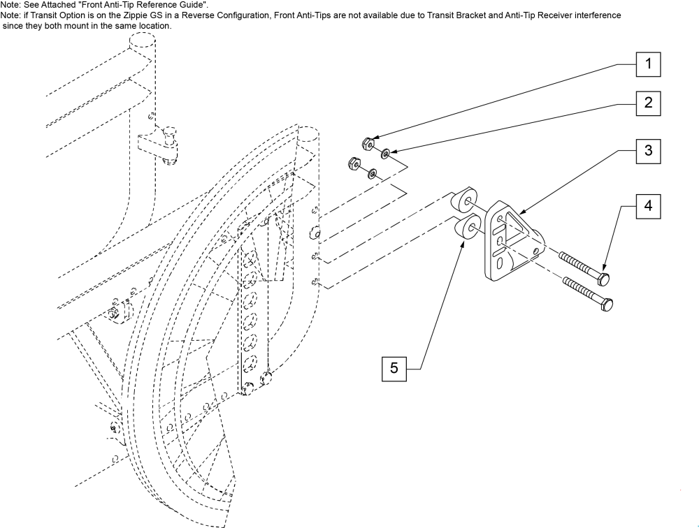 Reverse Configuration Front Anti-tip Receiver parts diagram