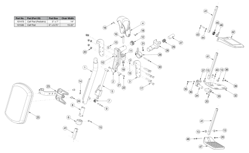 Pro Elevating Leg Rest parts diagram