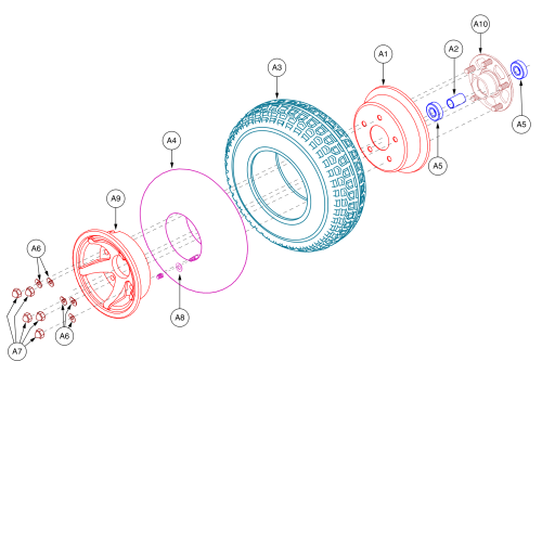 Celebrity Xl Wheel Assembly  - Front, Pneumatic parts diagram