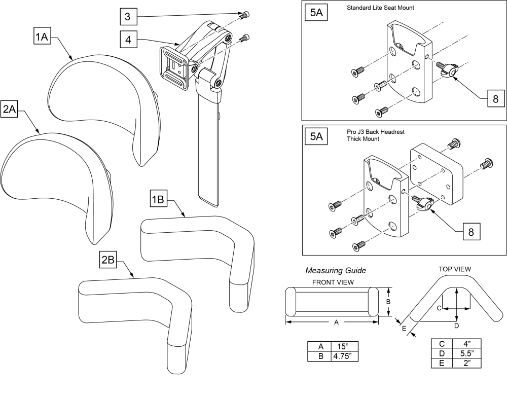 Multi Position Headrest Sedeo Lite parts diagram