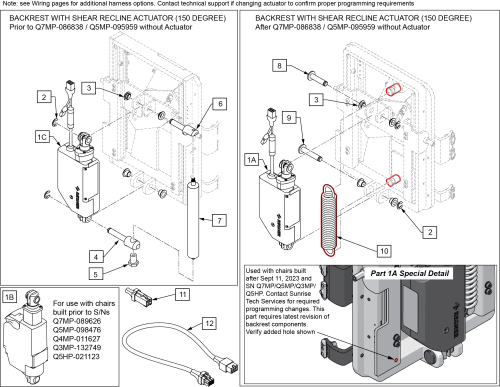 Backrest With Shear Recline Actuator (150 Degree) parts diagram