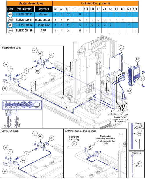 Ql3 Am3, Tb3 Lift W/ Ilevel (edge Series, Stretto, R-trak) parts diagram