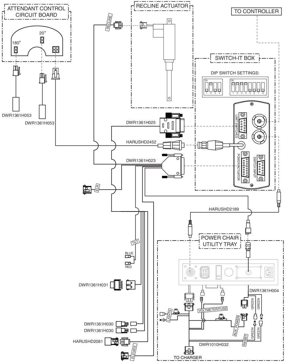 Electrical Diagram - Recline Only, Switch-it parts diagram