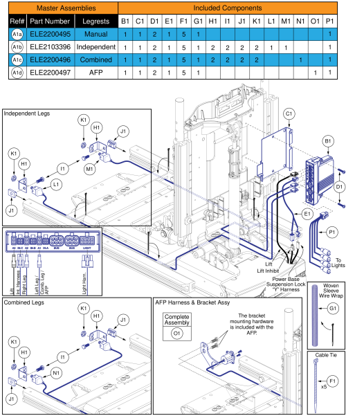 Ql3 Am3l, Tb3 Lift W/ Ilevel (q6 Edge Series, R-trak, Stretto Full Seat Lights) parts diagram