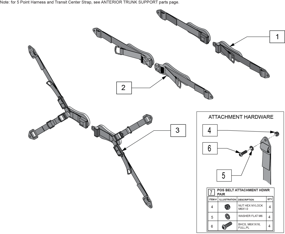 Positioning Belts parts diagram