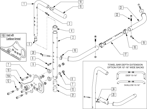 Non Folding Backrest W/ Adjustable Back Canes Zm310 parts diagram