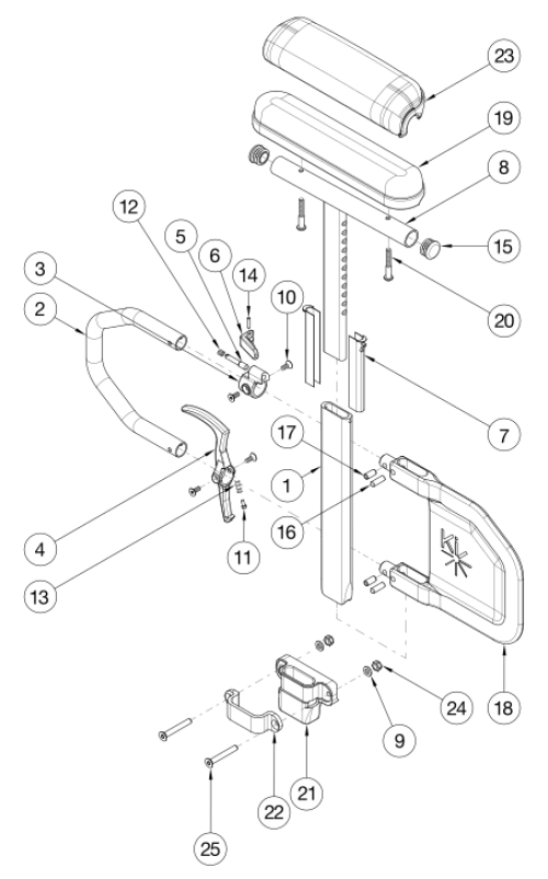 Cr45 Height Adjustable Tall T-arm parts diagram