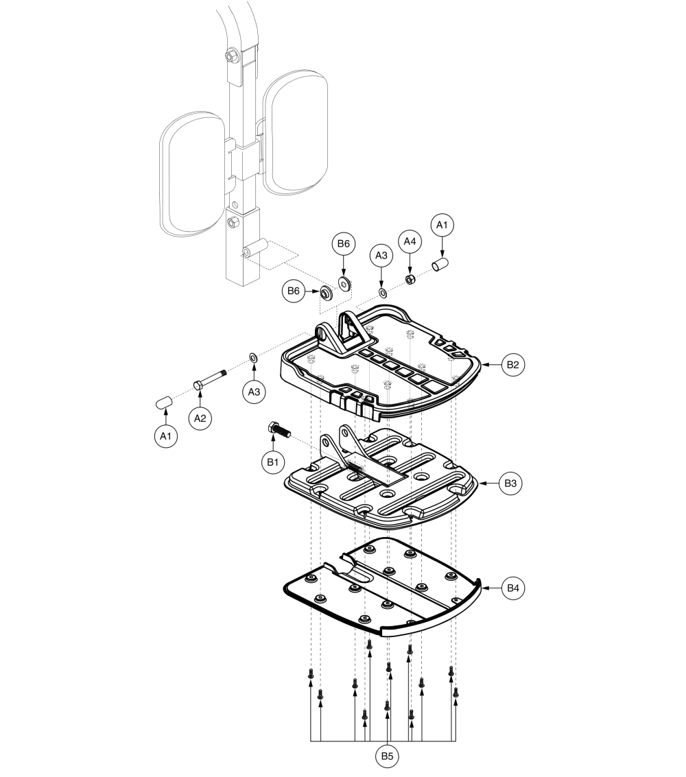 High Mount Foot Platform, 6 Wheel Models parts diagram