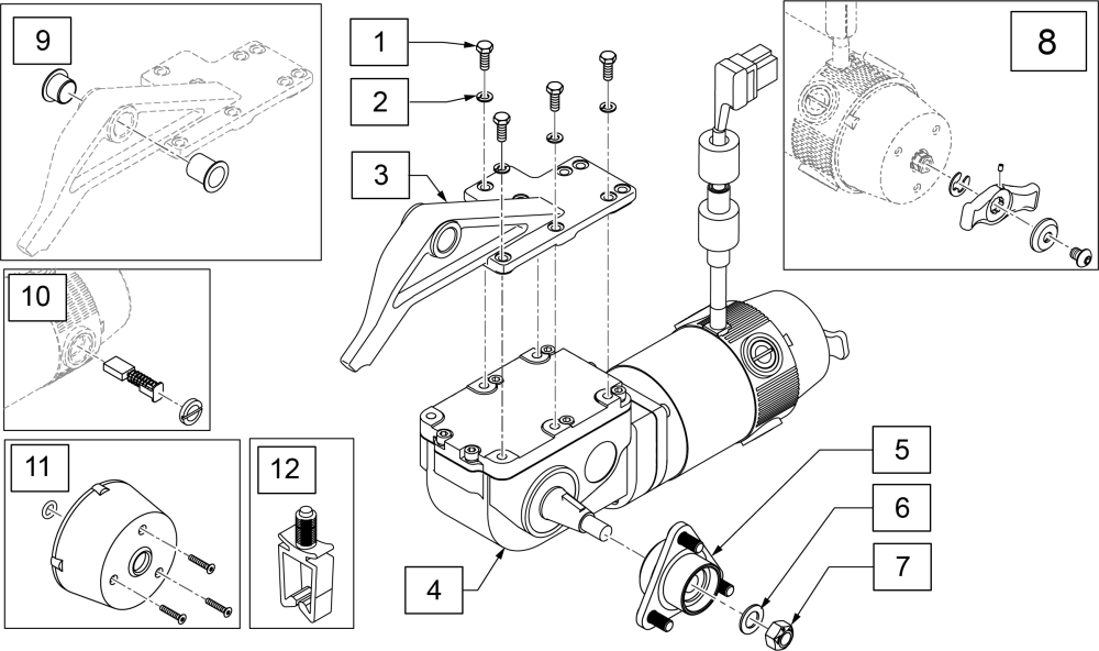 Q500 M - 4 Pole Motor Assembly Prior To S/n Q5mp-093852 & Q5mc-012611 parts diagram