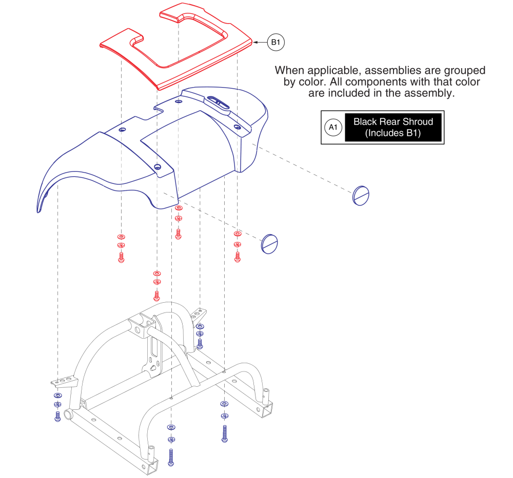 Rear Shroud Assy, For S39/s49 Models parts diagram