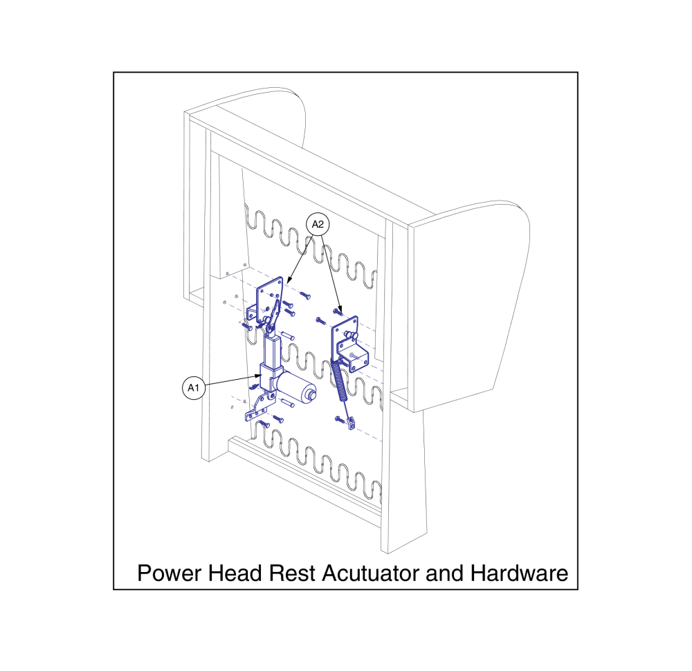 Actuator, Power Headrest, Single Lead, Reversed Polarity, (okin), Hardware Kit parts diagram