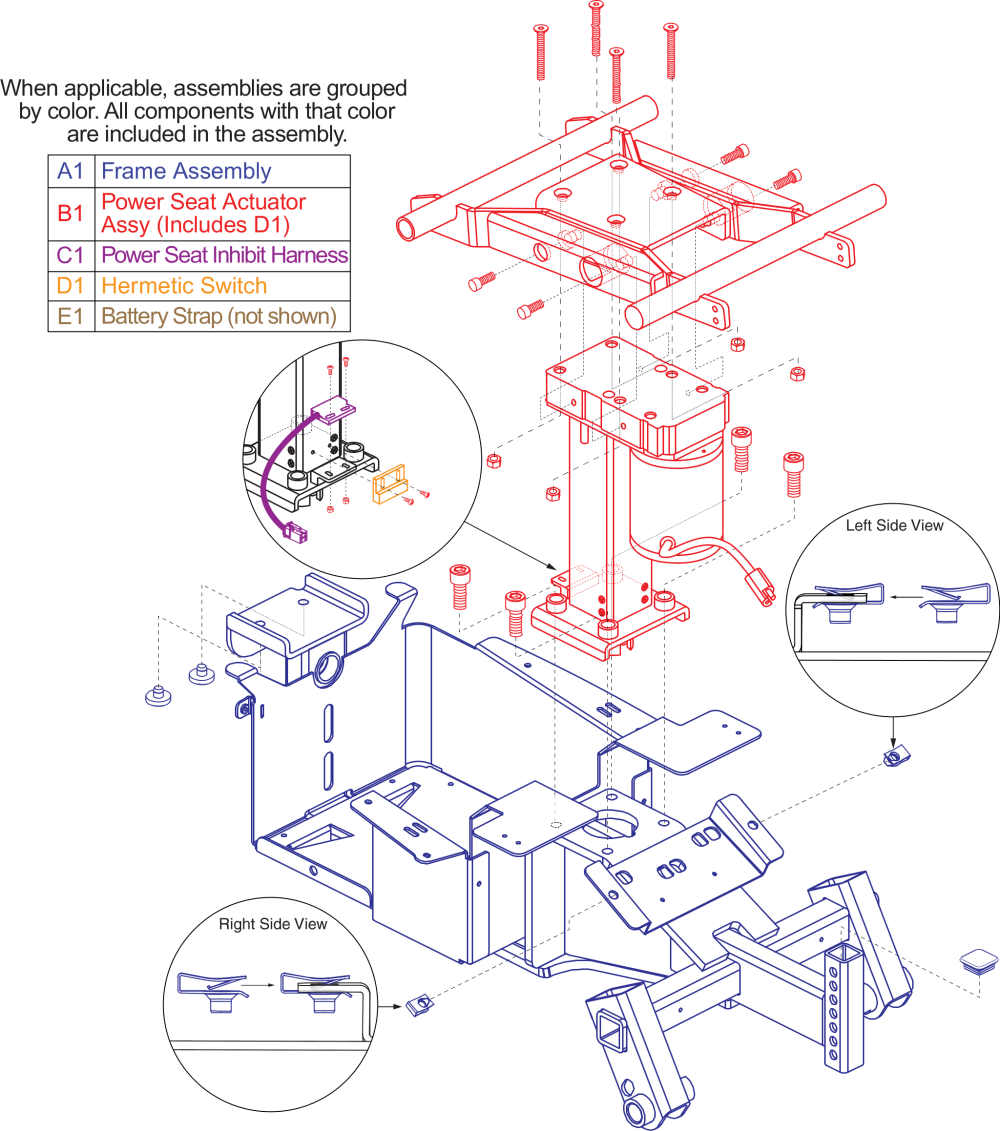 Power Elevating Seat, Rental Ready parts diagram