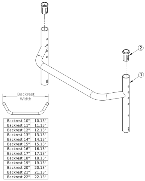 Rogue Alx Adjustable Height Backrest Frame With Non-height Adjustable Rigidizer Bar (formerly Tsunami) parts diagram