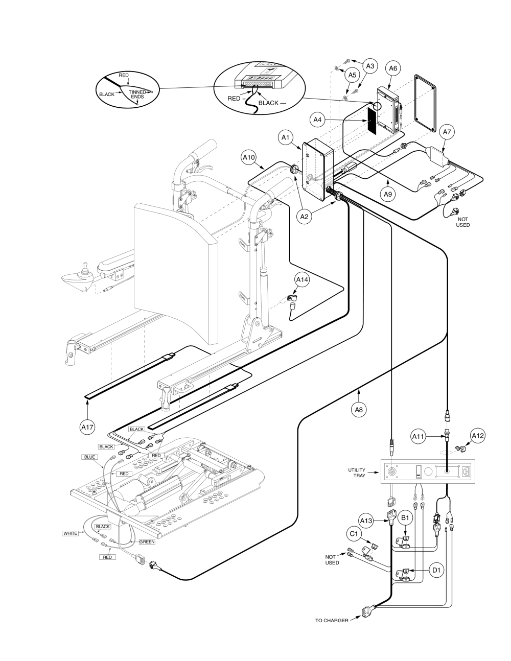 Tb1 Tilt, Remote Plus Thru Joystick, Manual Recline, 1170xl parts diagram