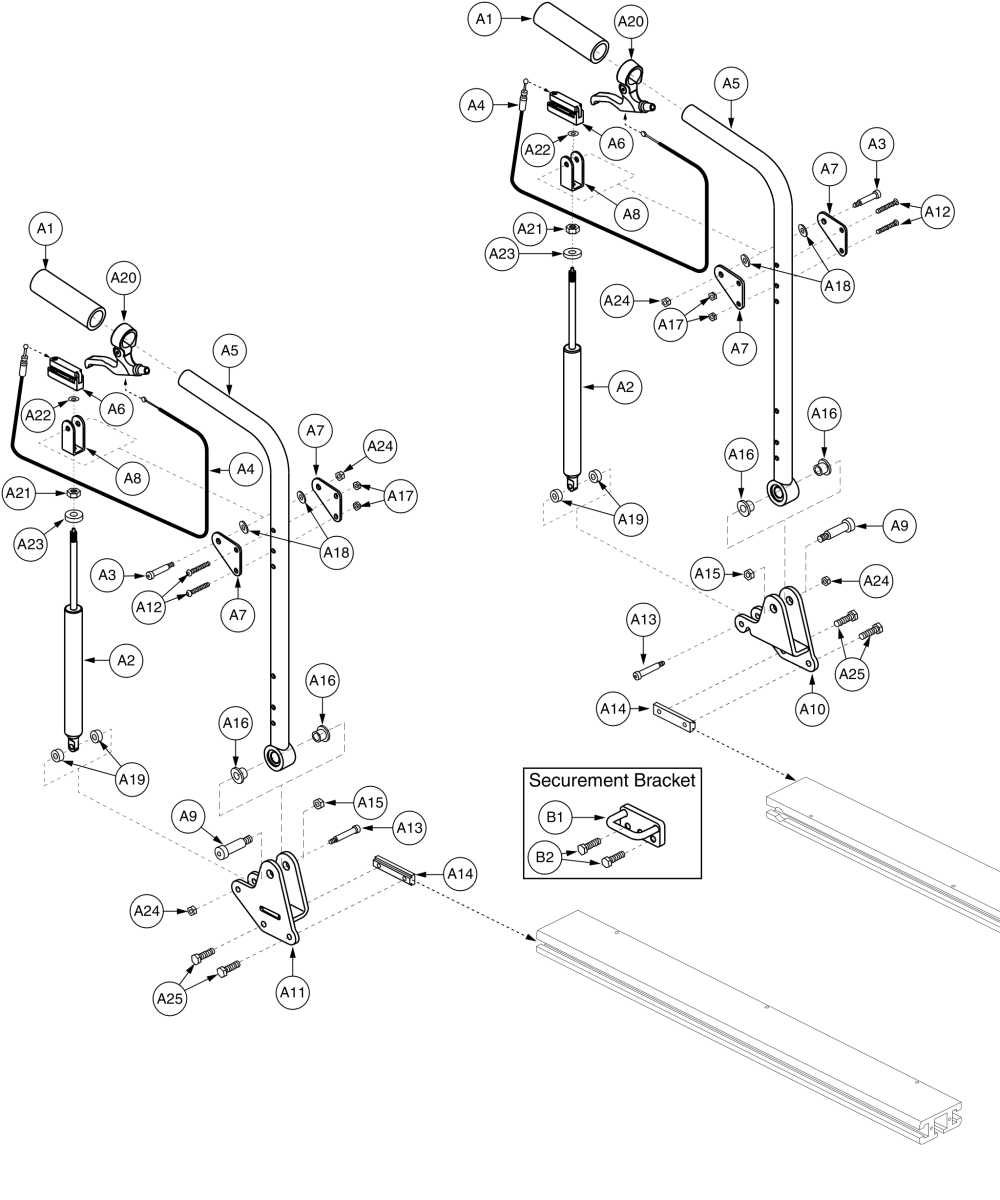 Manual Recline Assembly, Tb2 parts diagram