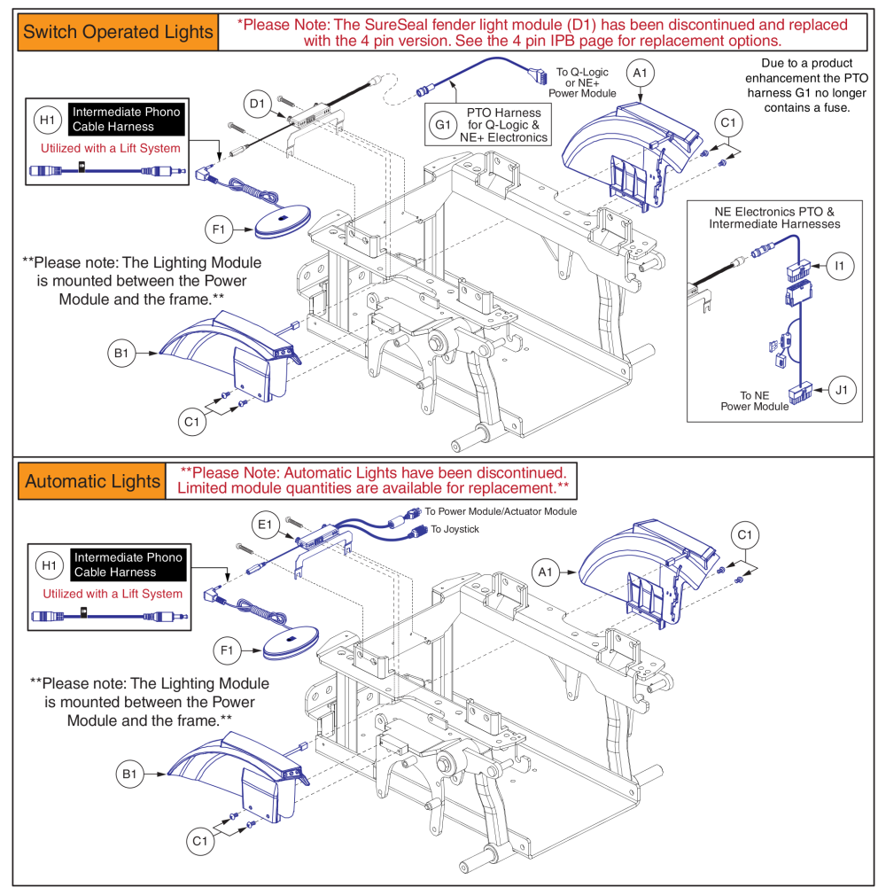 Fender Shrouds With Lights, Sure Seal Module, Q6 Edge 2.0 parts diagram