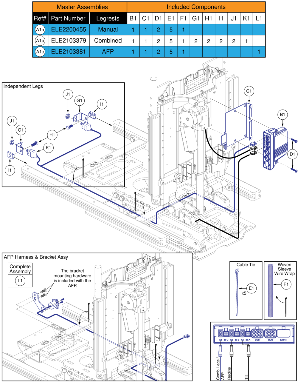 Ql3 Am3, Tb3 Tilt & Recline (edge Series, Stretto, 4front Series, R44 Rival, R-trak, Q4) parts diagram