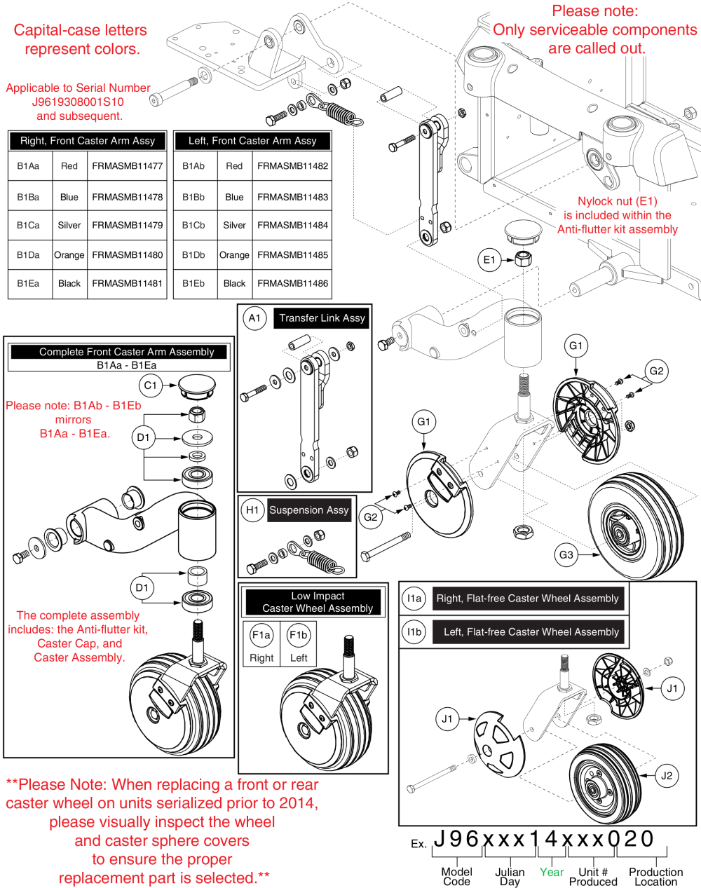 Front Caster Arm, Q6000z parts diagram