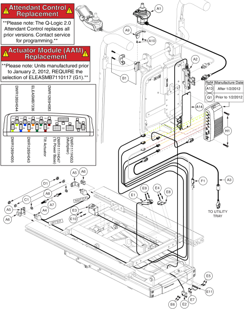Q-logic W/ Comb Legs And Attendant Control, Tb2 Lift And Tilt (config #42) parts diagram