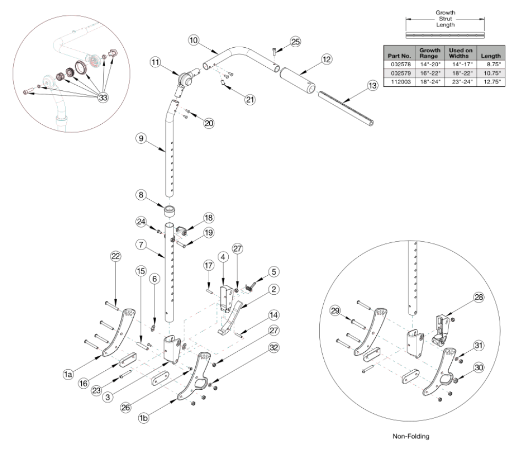 Focus Cr Height Adjustable With Adjustable Handle Backrest parts diagram