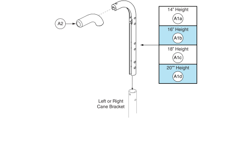 Back Cane Extrusion - Short Push Handles, Pediatric Size, Version 2 parts diagram