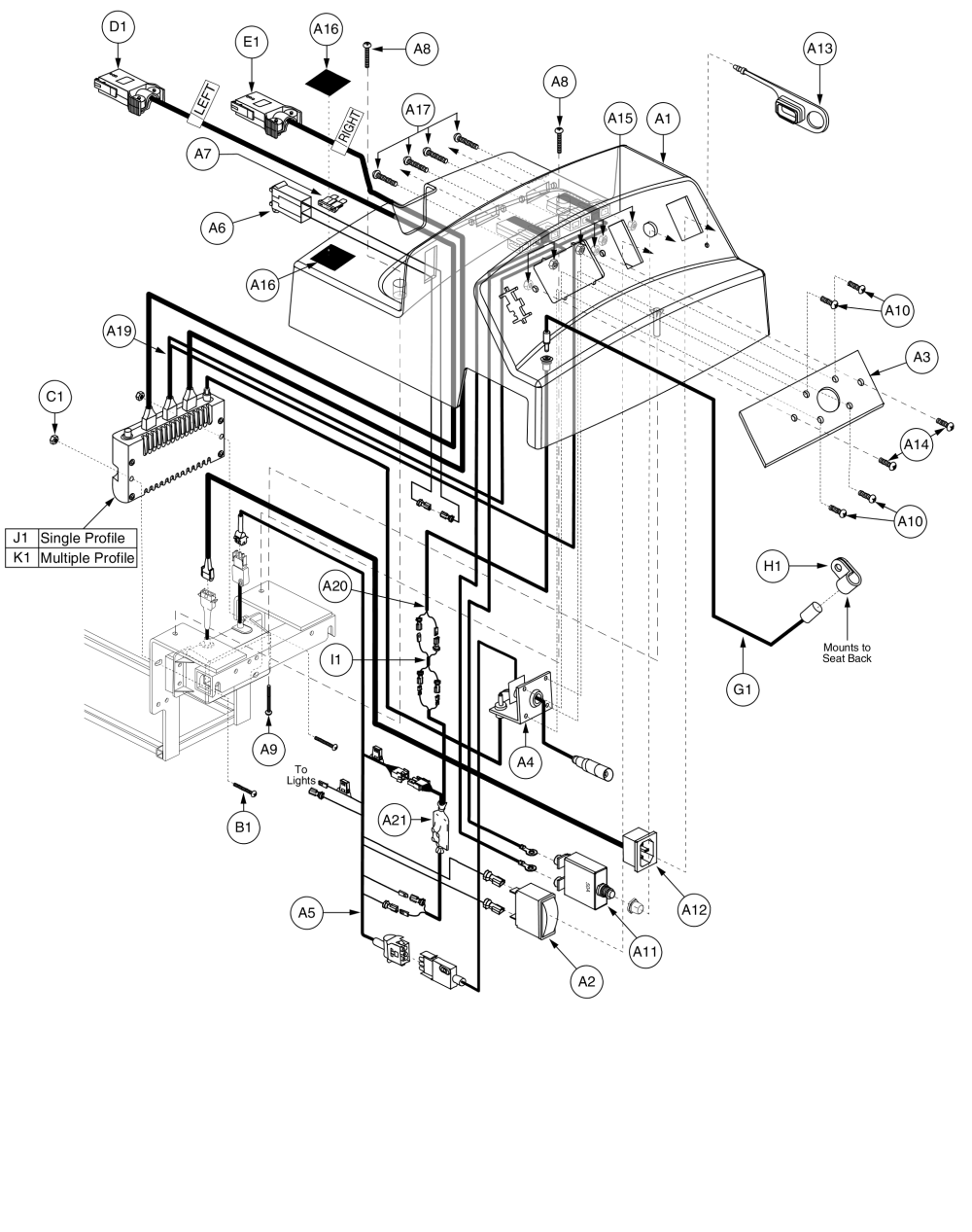 Remote Plus, Recline/tilt Inhibit, Electronics Assembly, Jazzy 1113 Ats parts diagram