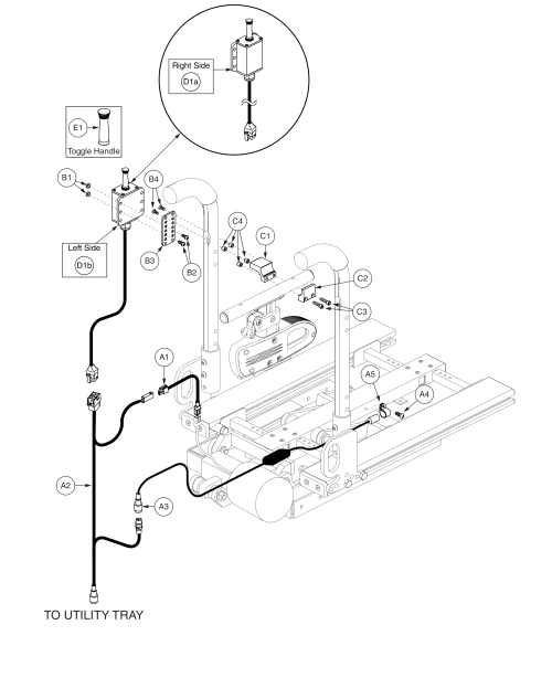 Q-logic Tilt Thru Toggle, Pediatric Tilt parts diagram