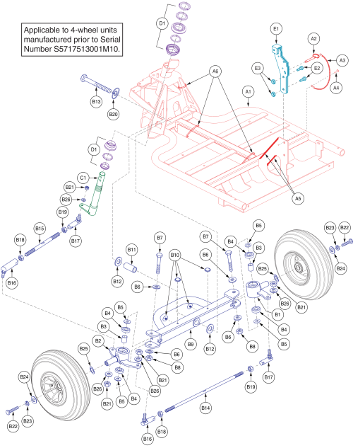 4 Wheel Front Frame, Version 1,  S5717513001m10 - Prior parts diagram