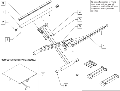 Cross Tube Assembly Quickie 2 parts diagram
