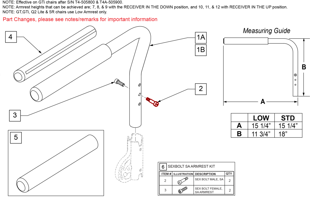 Padded Swing-away Armrest parts diagram