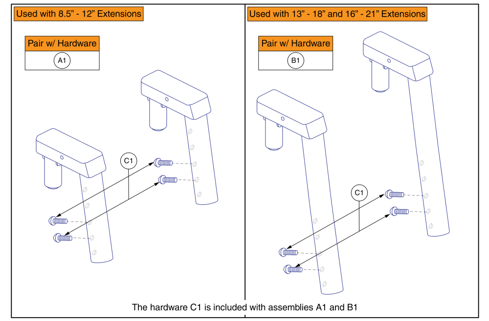 Hd Drop-in 80° Upper Legrests parts diagram