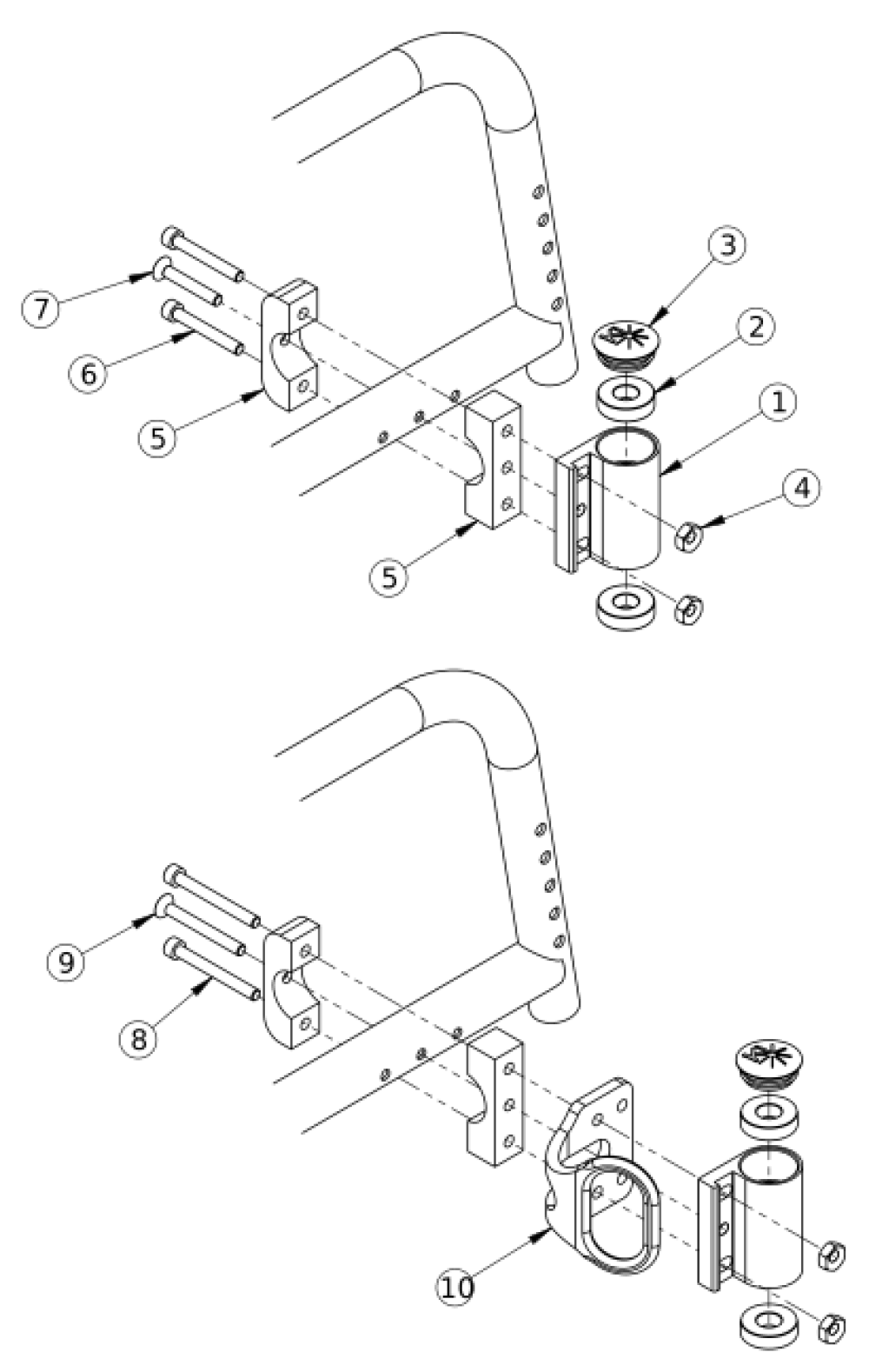 (discontinued) Catalyst 5 Standard Caster Housing For Fixed Front parts diagram