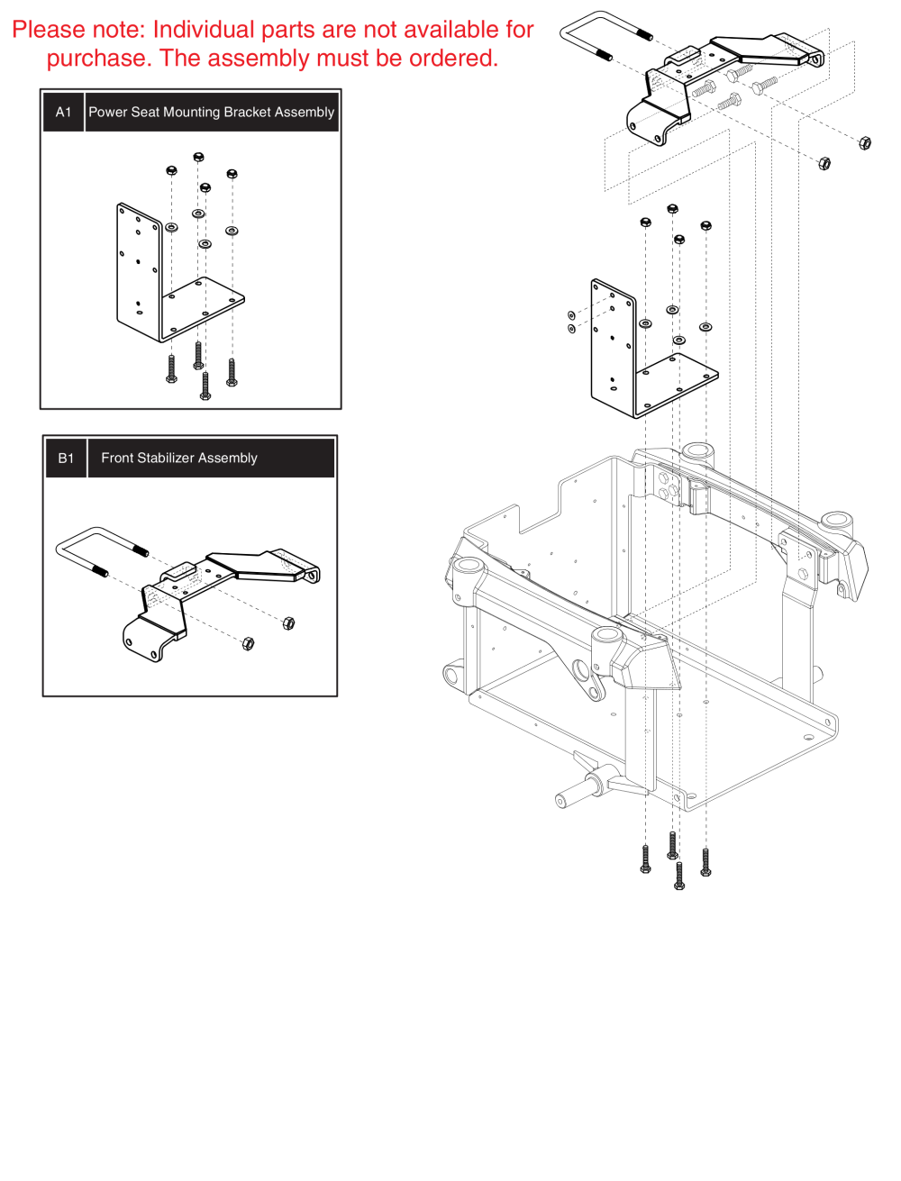 Power Seat Mounting Bracket & Stabilizer, Q6000z parts diagram