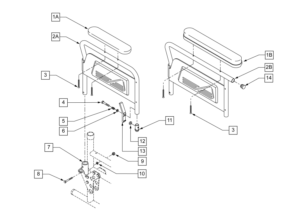 Flip Back Armrest Ultra Hemi parts diagram