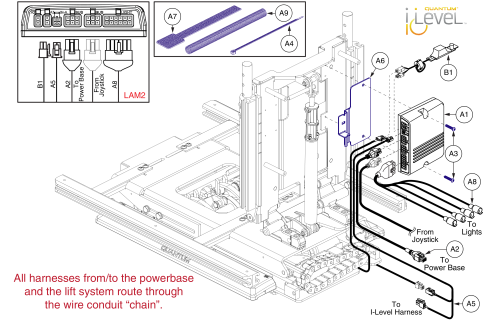 Lights Thru Lam2, Lift Only, Q-logic 2 / Ne+ - Reac Lift/i-level parts diagram