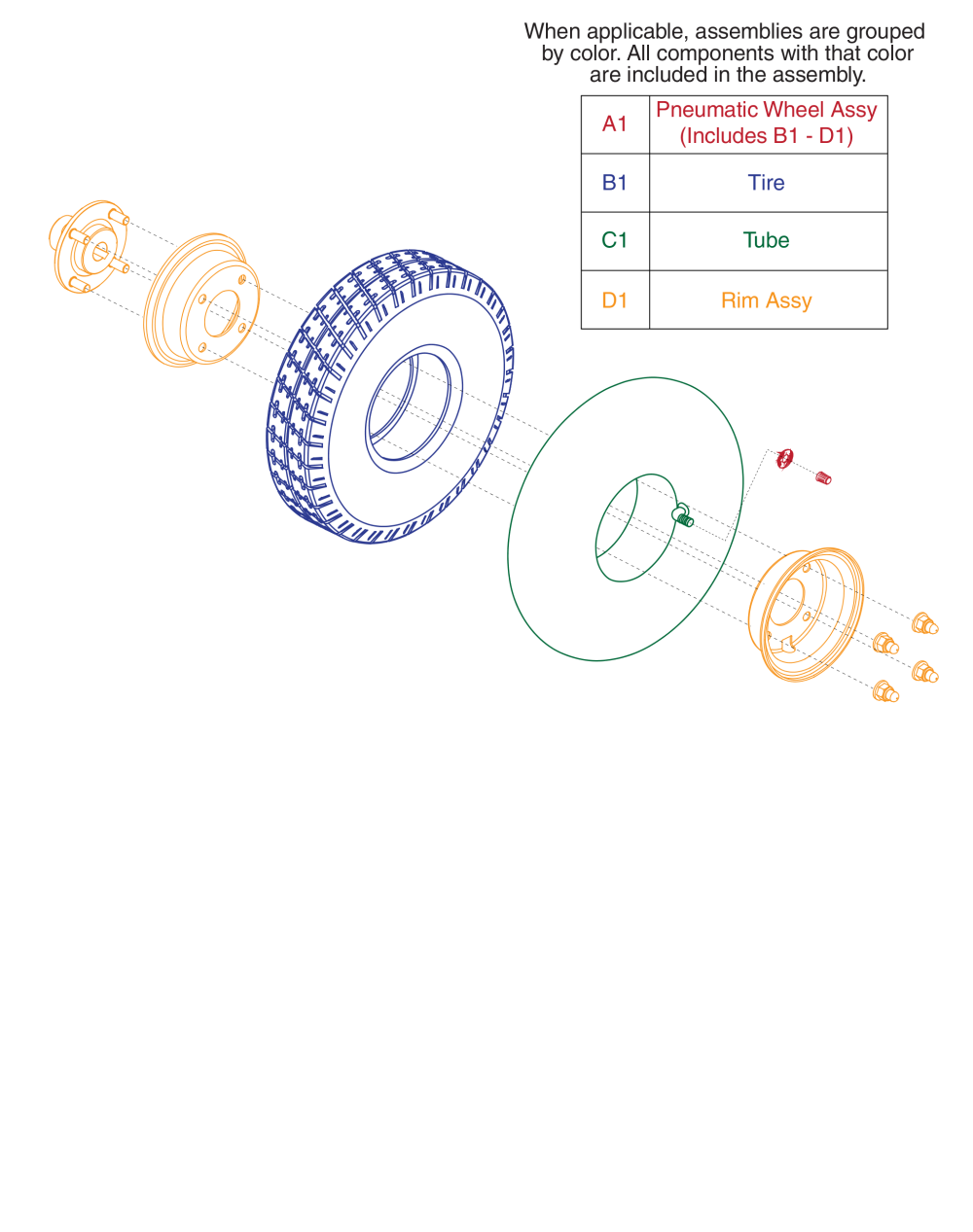 Z11 Pneumatic Drive Wheel Assy - Tire, Tube, Rim parts diagram