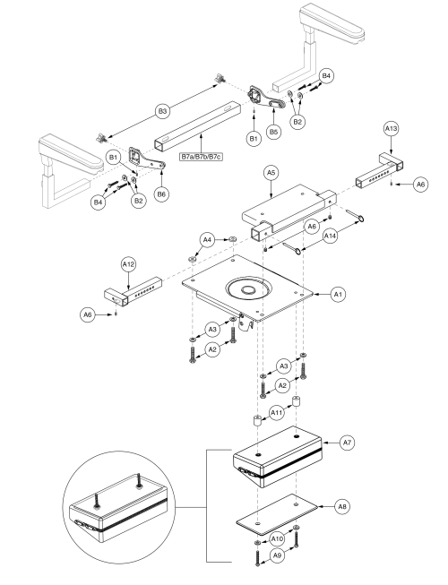 Jazzy Select - Select 115 Ltd Recline Solid Seat 16-20 parts diagram