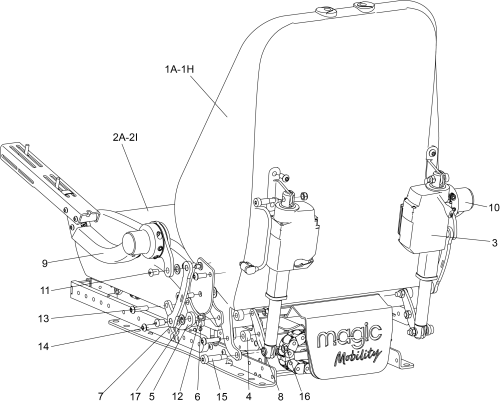 Mps Pwr Rec Mps Seat Flexi Arms parts diagram