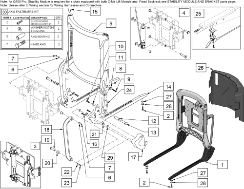 Semi-recline Gas Spring Back (130 Degree) parts diagram