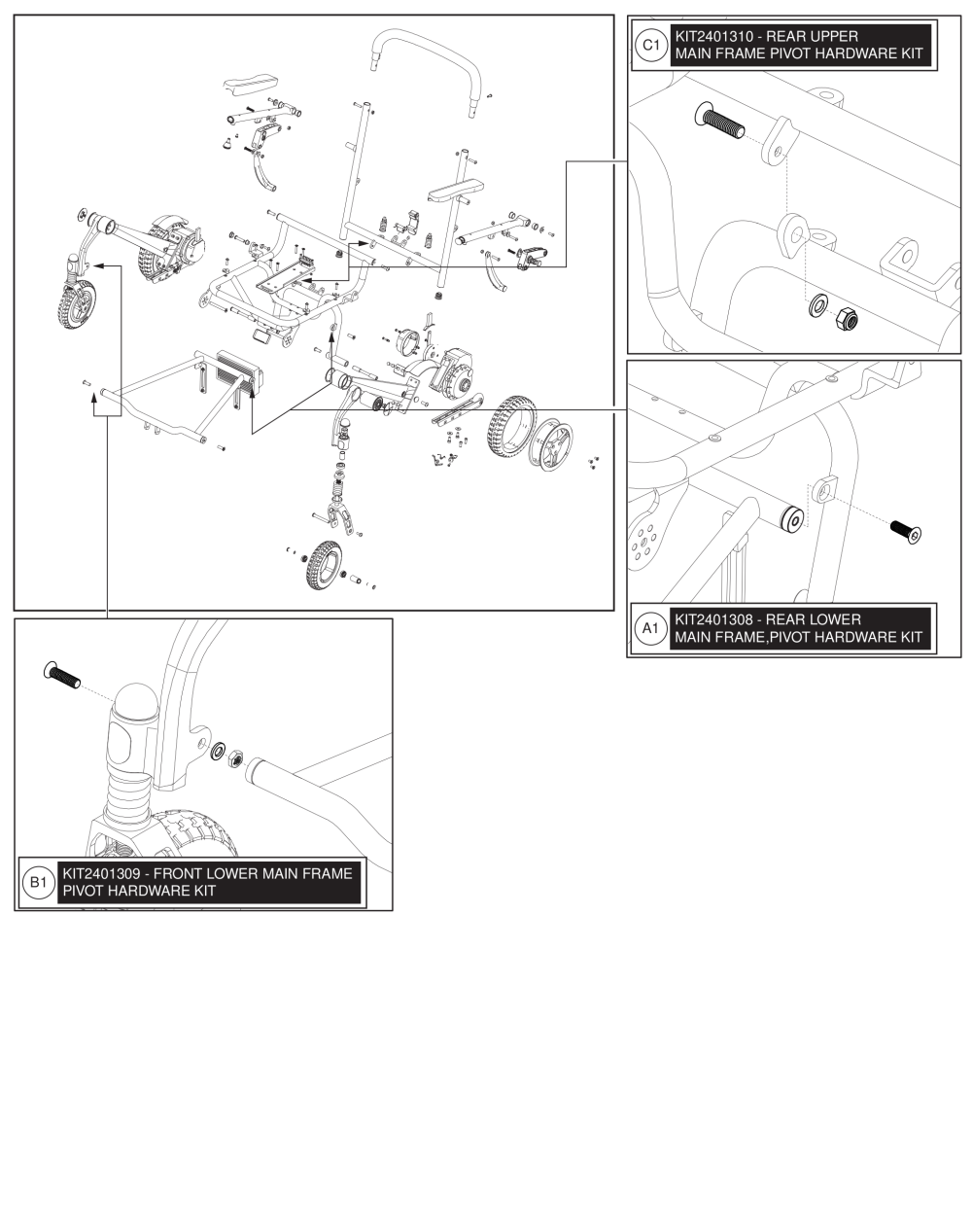 Pivot Hardware Frame Kits parts diagram