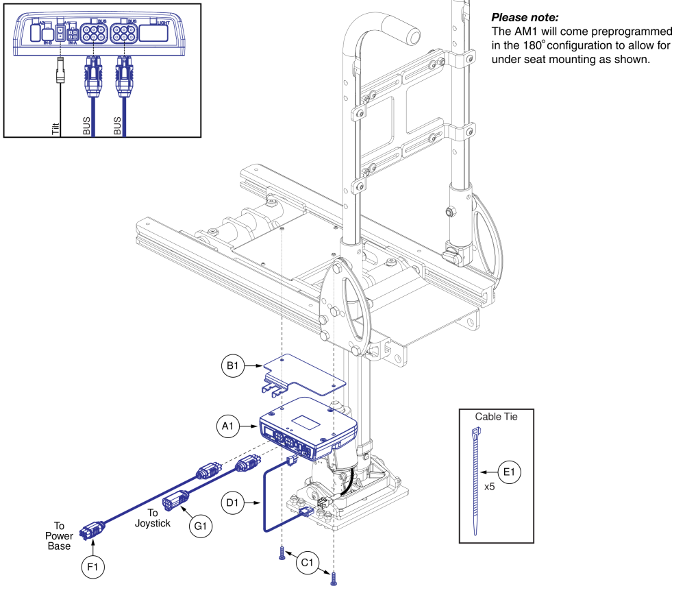 Ql3 Am1 W/ Pediatric Tilt - Stretto W/ Tb Flex Seating parts diagram