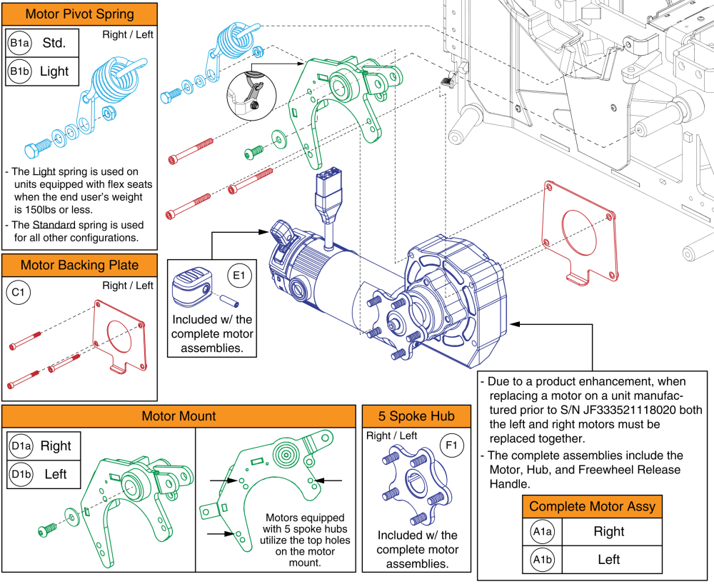 Drive Motor, 5 Spoke Hub, Curtis, Q6 Edge 3 Stretto parts diagram