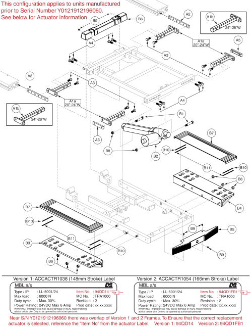 Tilt Base W/ Seat Interface, Version 1 - Bariatric Tilt parts diagram